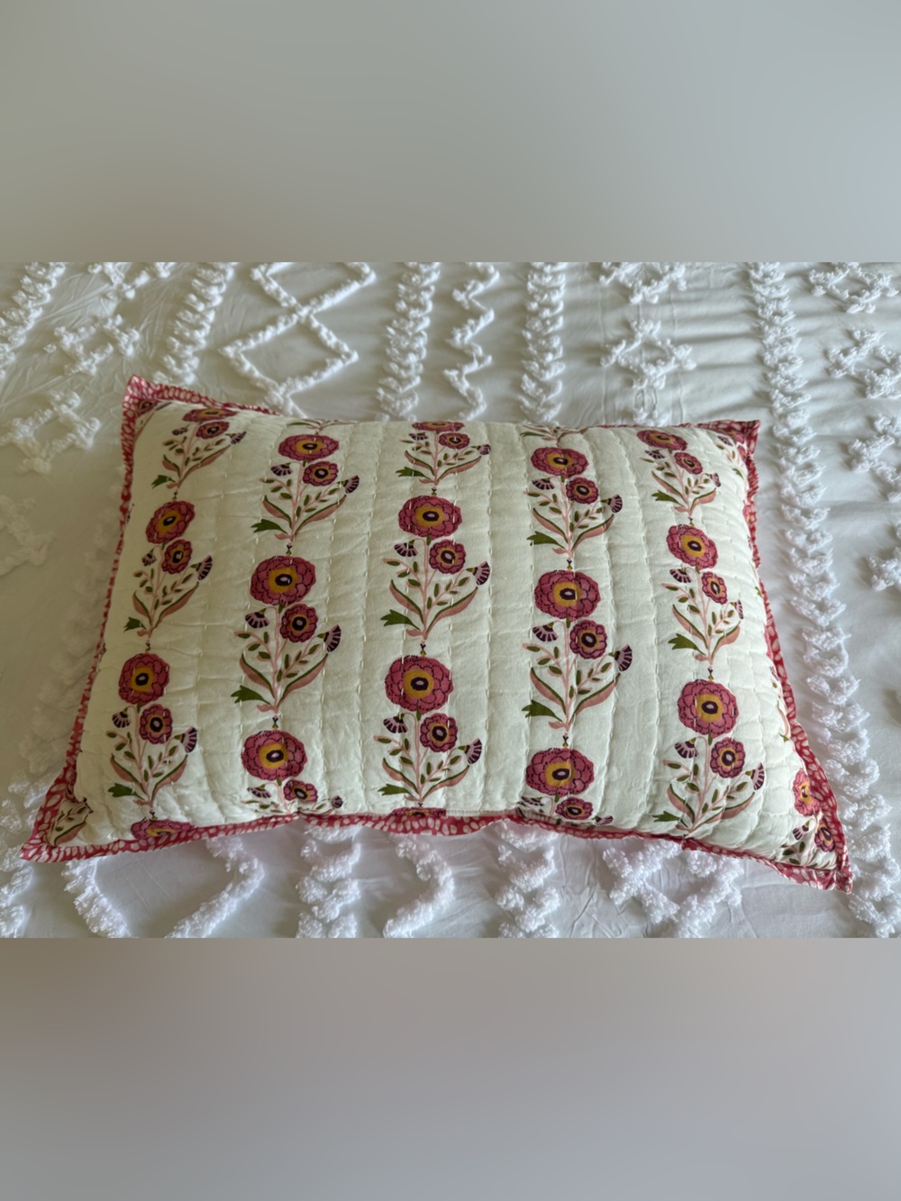 Threshold Quilted Floral Pillow in Pink, Yellow and Cream